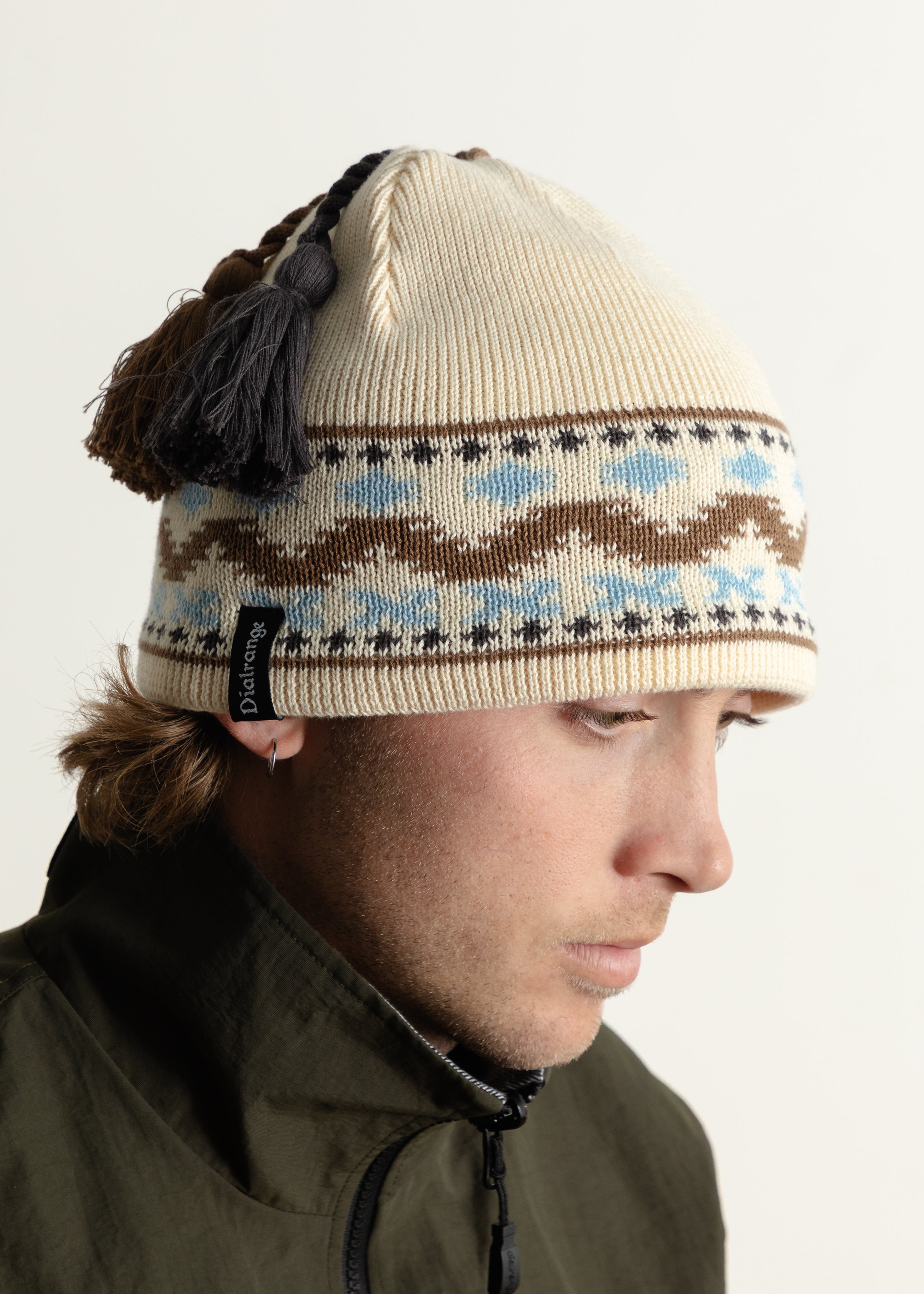 Tassle Beanie - Cream