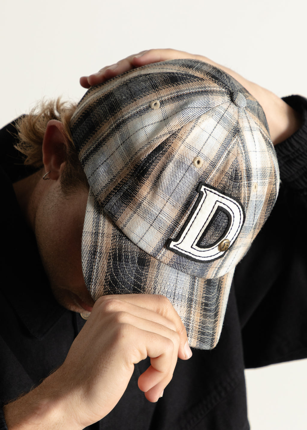 Plaid Cap - Cream